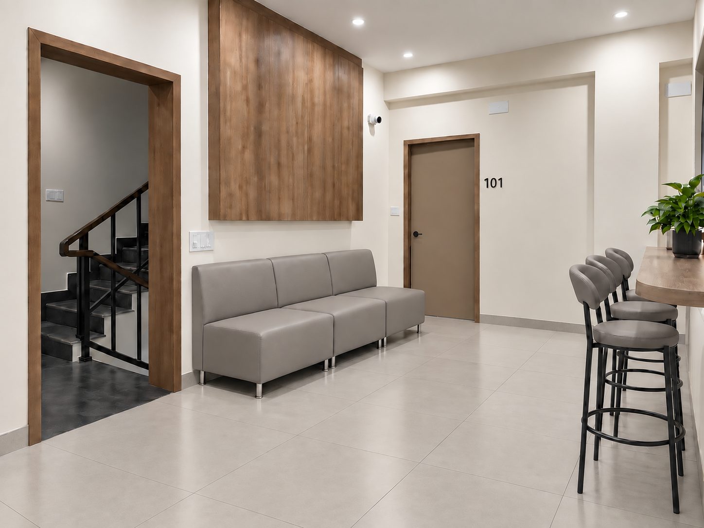 Common lounge with sofa seating at GT Stays ladies PG, Perungudi OMR Chennai